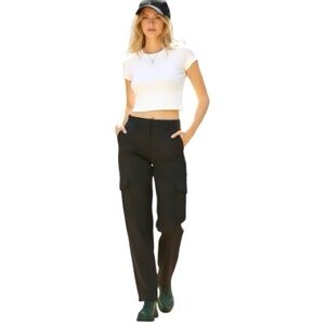 Aritzia Wilfred Free Modern Cargo Pant Black Denim Sz 2 Button Fly Utility Pants